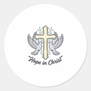 Sticker Rond Espoir en Christ Colombe Croix Design Chrétien Vin