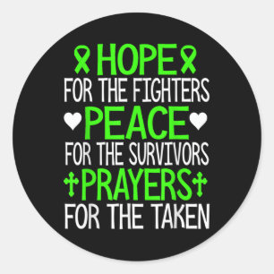 Sticker Rond Espoir Paix Et Prières Vert Ruban Santé Mentale