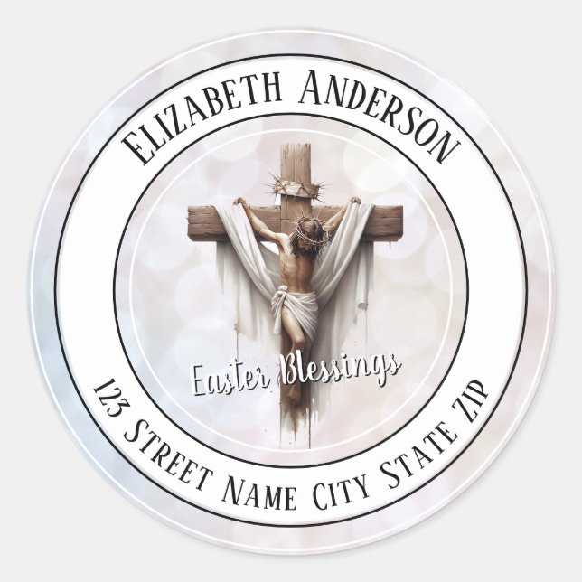 Sticker Rond Espoir radieux au sceau de l'enveloppe de la Croix (Devant)