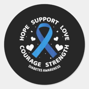 Sticker Rond Espoir Soutien Amour Ruban Bleu Sensibilisation au