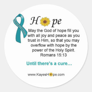 Sticker Rond Espoir turquoise de Cancer ovarien de ruban