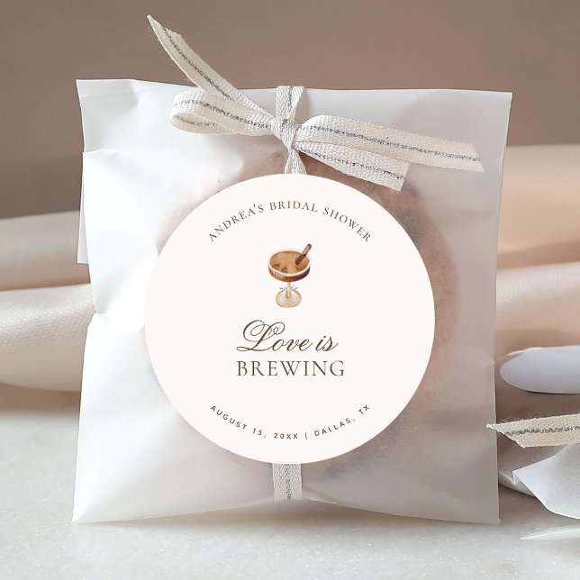 Sticker Rond Espresso Coffee Love est en train de brasser la Fê (Créateur téléchargé)