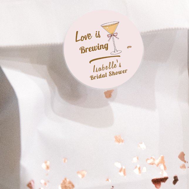 Sticker Rond Espresso Martini Café Mariage Moderne de Fiançaill (Créateur téléchargé)