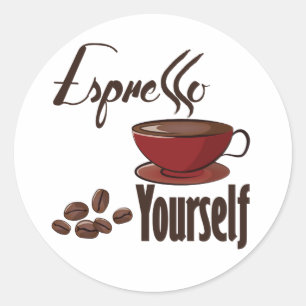 Sticker Rond Espresso Yourself Coffee Pun Vous Express