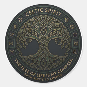 Sticker Rond Esprit celtique : l'arbre de vie emblème sacré - R
