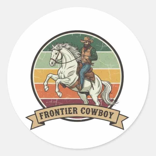 Sticker Rond Esprit Cowboy de la Frontière (Devant)