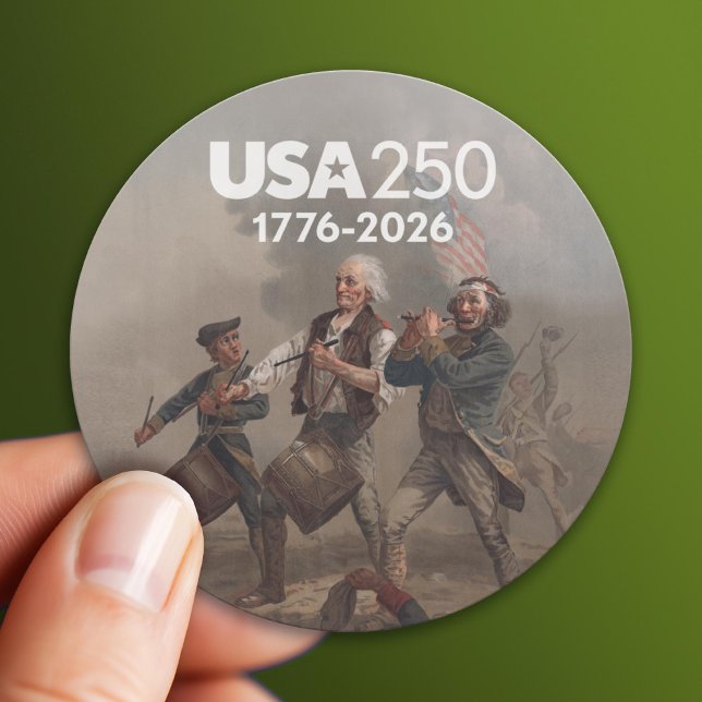 Sticker Rond Esprit de 76 - 250e anniversaire de l'Amérique (USA 250 - America's 250th Celebration 1776-2026)
