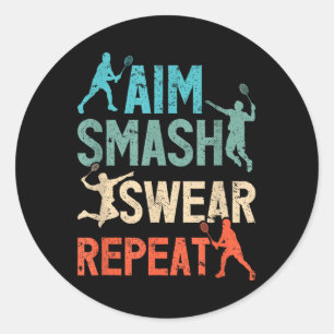 Sticker Rond Esprit de badminton viser écraser jurer répéter 