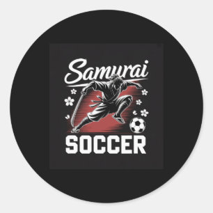 Sticker Rond Esprit de Guerrier de Football Samouraï Katana Lam
