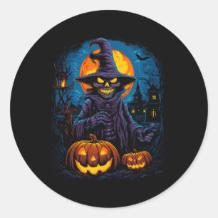 Sticker Rond Esprit De La Nuit Halloween Scary Éffrayant Fantôm