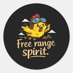 Sticker Rond Esprit de plein air Poulet mignon avec lunettes d'