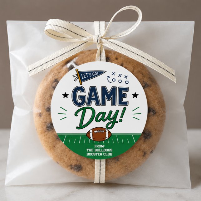 Sticker Rond Esprit d'équipe de football de jour de match (Custom Game Day Football Sticker)