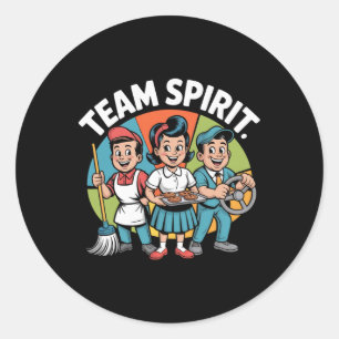 Sticker Rond Esprit d'équipe Retour à l'école Rétro Culture de