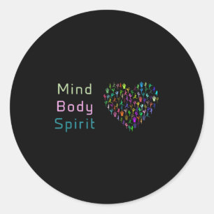 Sticker Rond Esprit du corps mental. Yoga Tee. Chemise Motivati