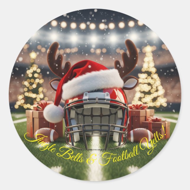 Sticker Rond Esprit sportif de Noël pour le football de fête (Devant)