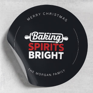 Sticker Rond Esprits de boulangerie modernes brillants Noël