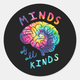 Sticker Rond Esprits De Toutes Sortes Neurodiversité Tie Dye Au