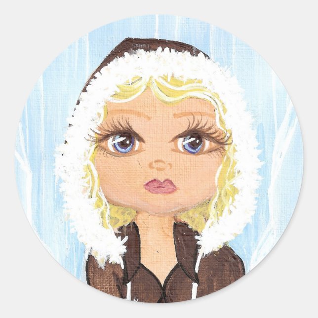 Sticker Rond Esquimau dans la glace quantum Cutie (Devant)