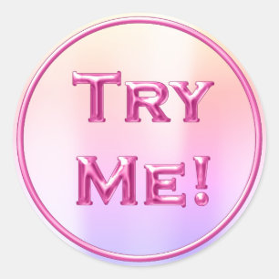 Sticker Rond Essayer Me Ombre Pastel Pink Tester Exemple Conten
