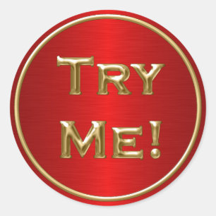 Sticker Rond Essayez-Moi Black Gold Red Pour Tester Exemple Con