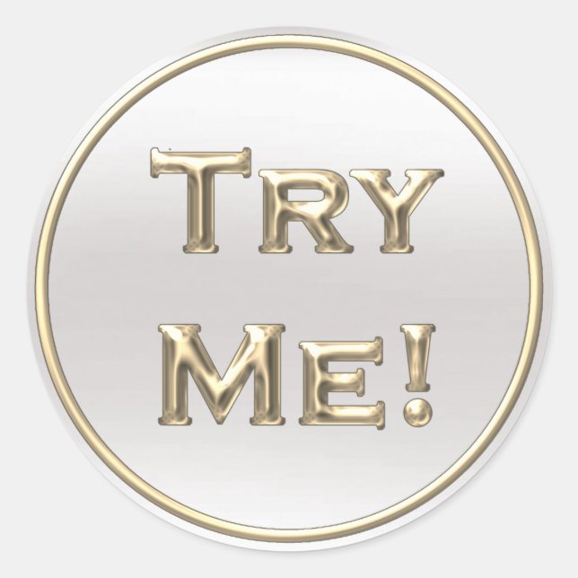 Sticker Rond Essayez-moi Black Silver Gold For Tester Exemple C (Devant)