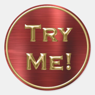 Sticker Rond Essayez-moi Gold brossé rouge Tester échantillon C