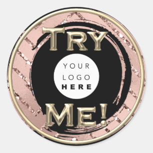 Sticker Rond Essayez-moi Logo Rose Black Tester Exemple Contene