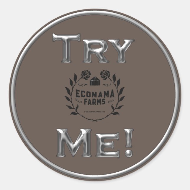 Sticker Rond Essayez-moi Logo Silver Produit Tester Exemple Con (Devant)