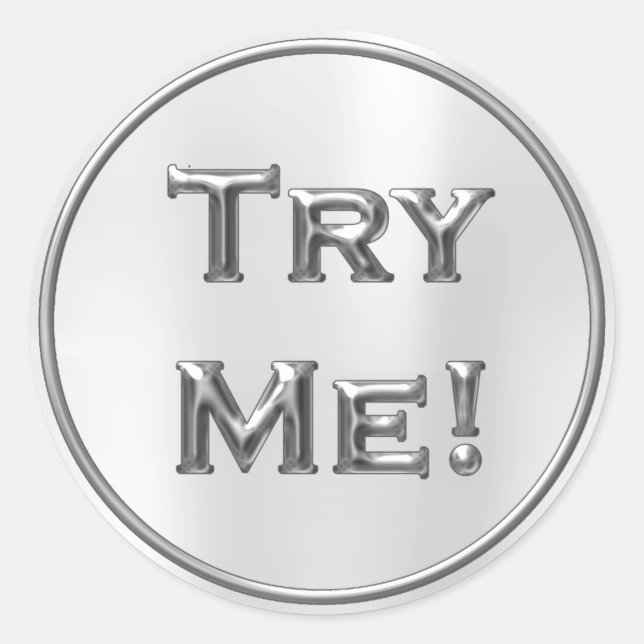 Sticker Rond Essayez-moi Metallic Gold Grey Tester échantillon  (Devant)