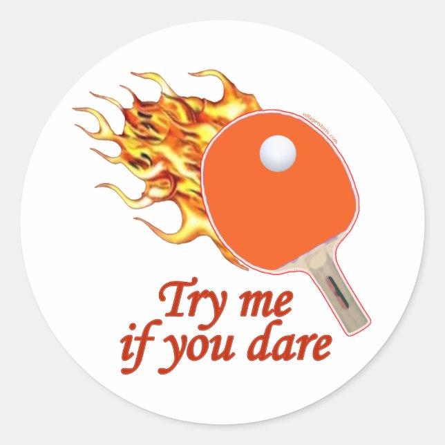 Sticker Rond Essayez-Moi Ping Ping Pong Flaming (Devant)