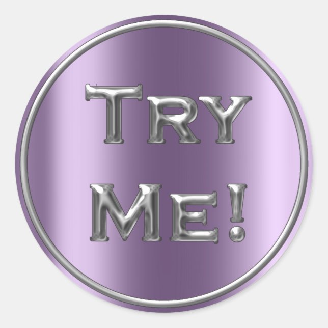 Sticker Rond Essayez-moi Silver Violet Tester Exemple Conteneur (Devant)