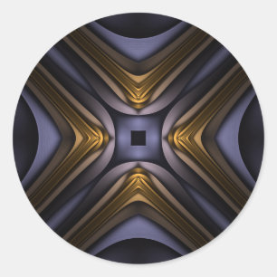 Sticker Rond Essence de l'âme bleu et or Abstrait