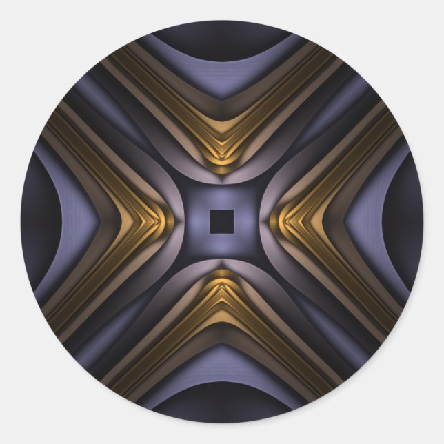 Sticker Rond Essence de l'âme bleu et or Abstrait (Devant)