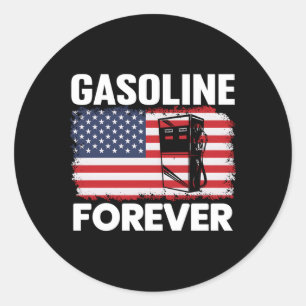 Sticker Rond Essence Forever Gas Cars Drapeau Patriotique Usa