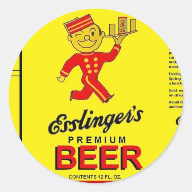 Sticker Rond ESSLINGER'S PREMIUM BEER Running Waiter avec plate (Devant)