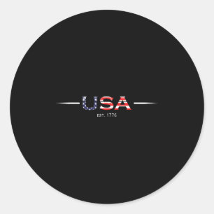 Sticker Rond Est 1776 Drapeau américain patriotique 4 juillet F