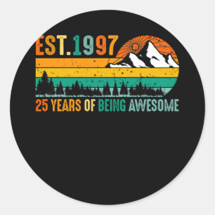 Sticker Rond Est. 1997 25 Ans d'être génial Vintage 25e