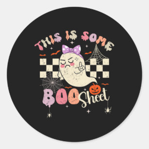 Sticker Rond Est Boo Feuille Cute Ghost Retro Halloween Costume