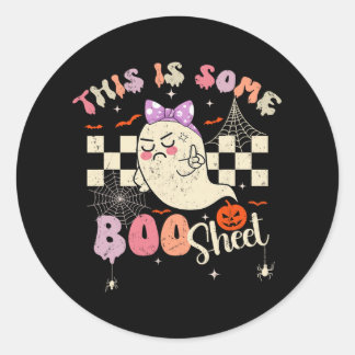 Sticker Rond Est Boo Feuille Cute Ghost Retro Halloween Costume