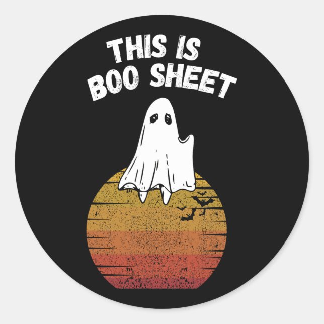 Sticker Rond Est Boo Sheet Ghost Retro Halloween Costume facile (Devant)