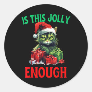 Sticker Rond Est-Ce Que Ce Jolly Assez Catmas Chat Noël laid Xm