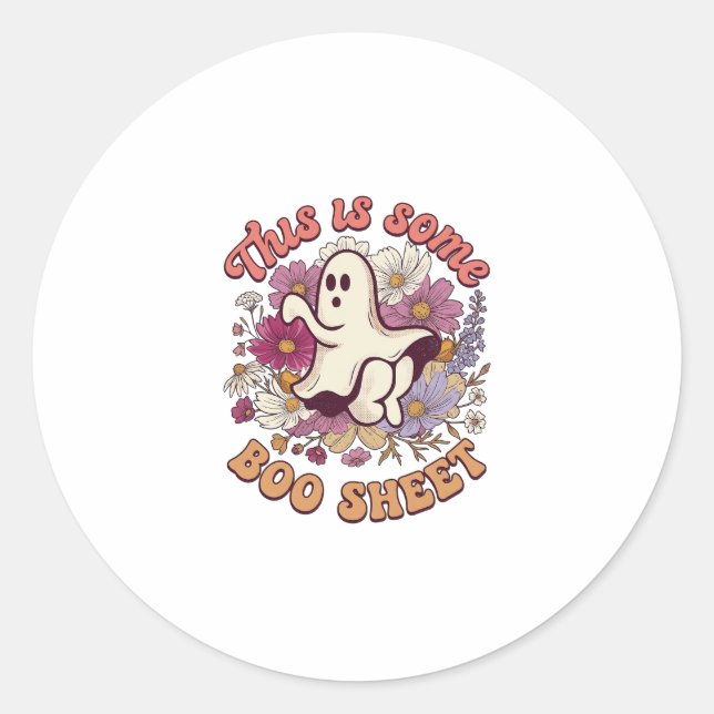 Sticker Rond Est-ce que Some Boo Sheet Ghost Retro Flowers_1 (Devant)