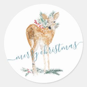 Sticker Rond Est-Ce Qu'Un Cerf Est Vêtu Pour Noël