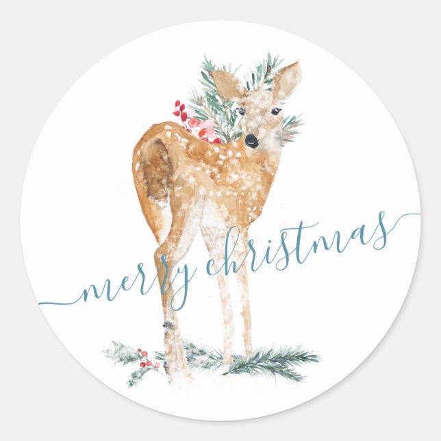 Sticker Rond Est-Ce Qu'Un Cerf Est Vêtu Pour Noël (Devant)