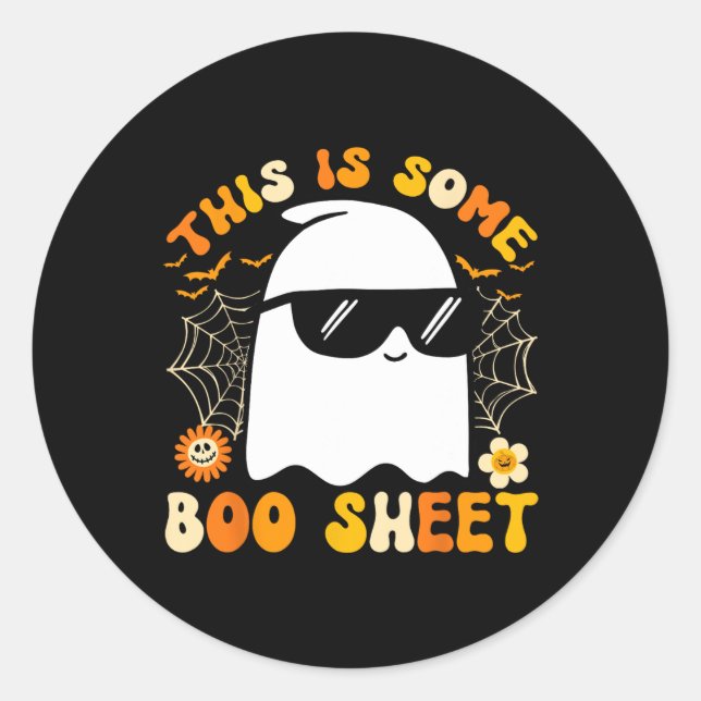 Sticker Rond Est-Ce Une Boite Feuille Halloween Ghost Funny Coo (Devant)