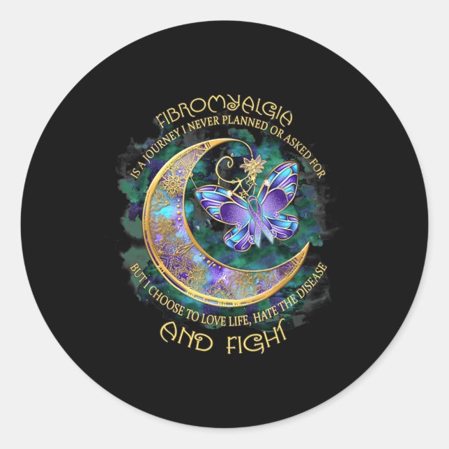 Sticker Rond Est Un Voyage - Fibromyalgie Sensibilisation (Devant)