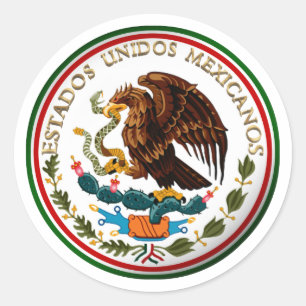 Sticker Rond Estados Unidos Mexicanos (Aigle du drapeau mexicai
