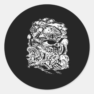 Sticker Rond esthétique Cottagecore Grenouille Champignon Gobli