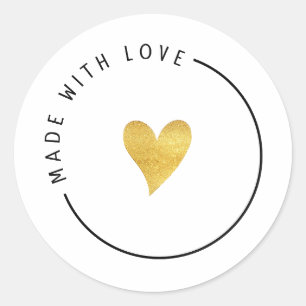 Sticker Rond Esthétique dorée faite avec amour 
