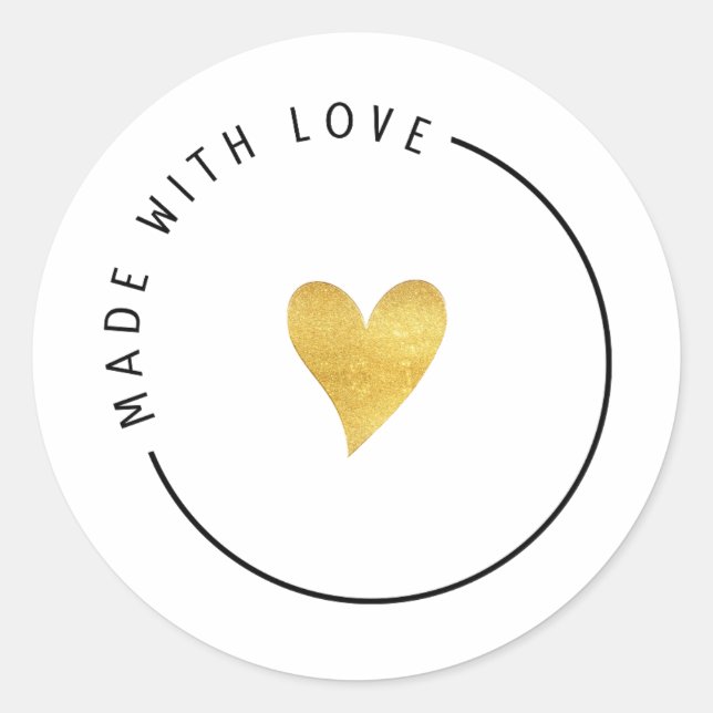 Sticker Rond Esthétique dorée faite avec amour  (Devant)